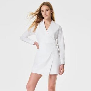NWT SPANX White The Best Poplin Wrap Dress